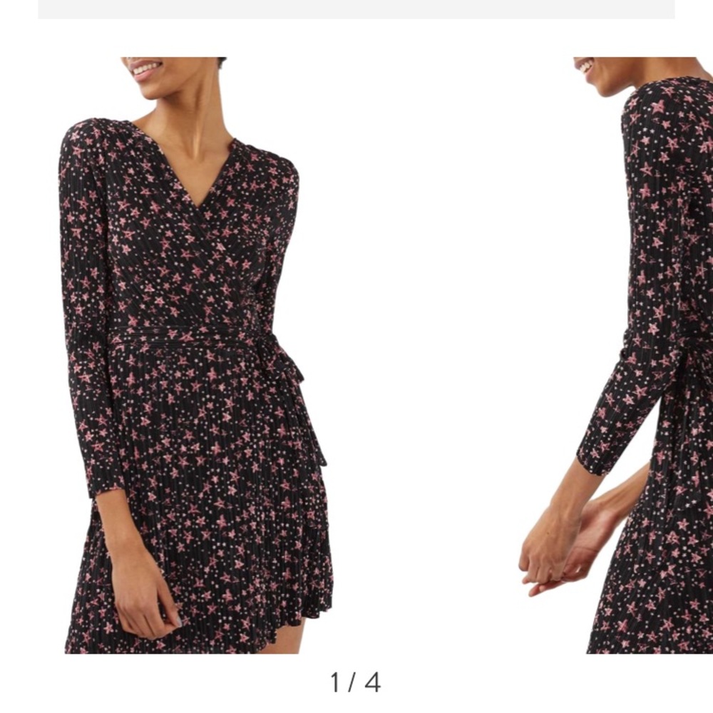 Topshop Plissé Wrap Dress - Size S